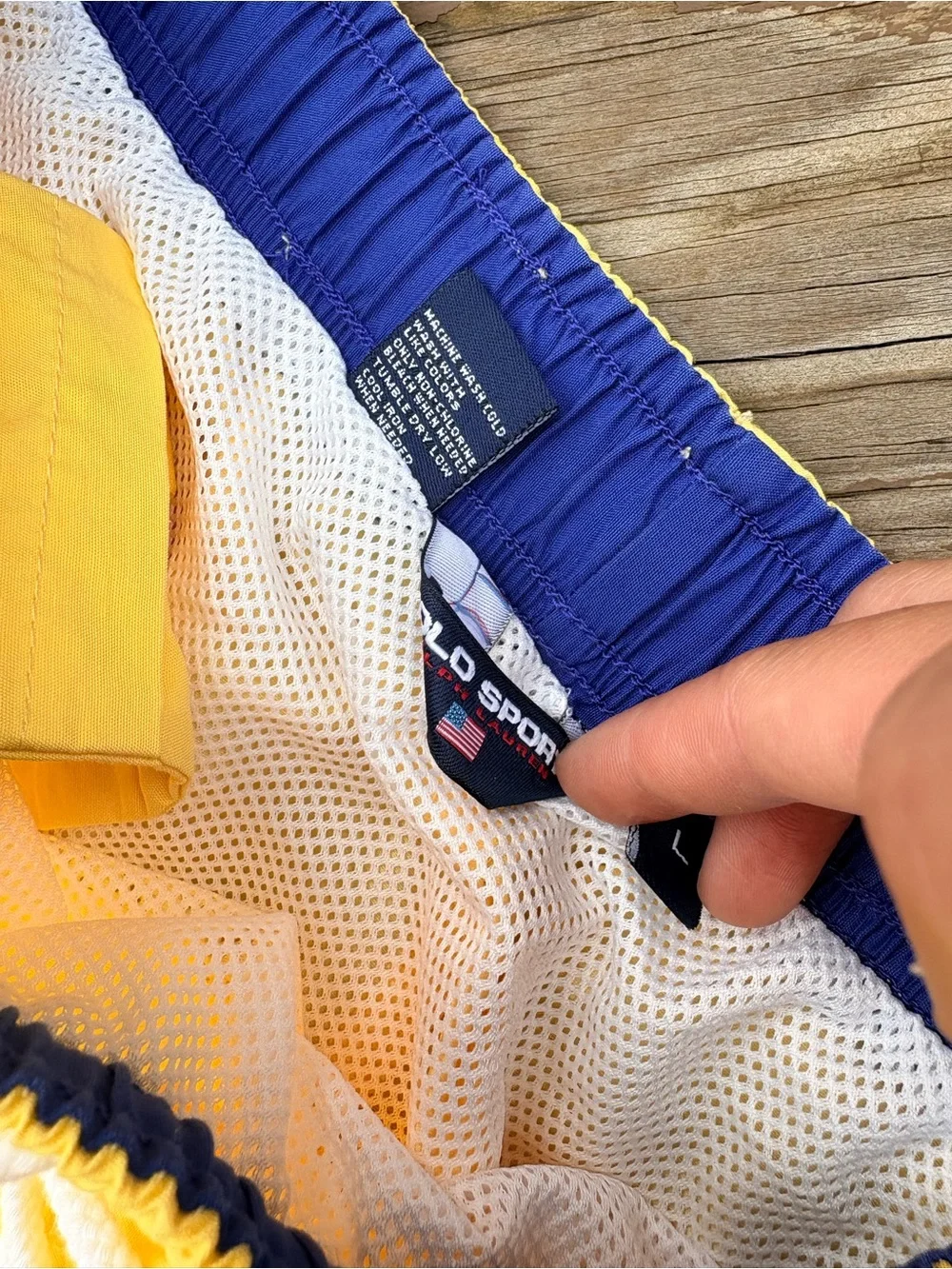 Polo by Ralph Lauren Yellow Swim Trunks with Blue Waistband